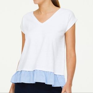 J Crew Ruffle Mixed Media Tshirt